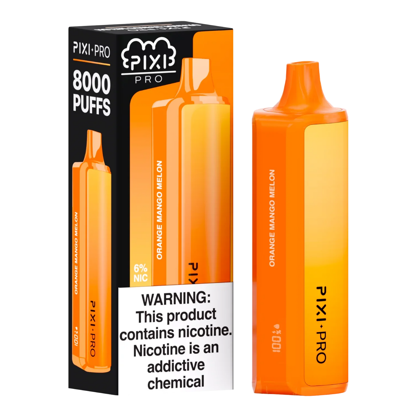 Puff Pixi Pro Disposable | 8000 puffs | 14mL | 60Mg | Orange Mango Melon with Packaging