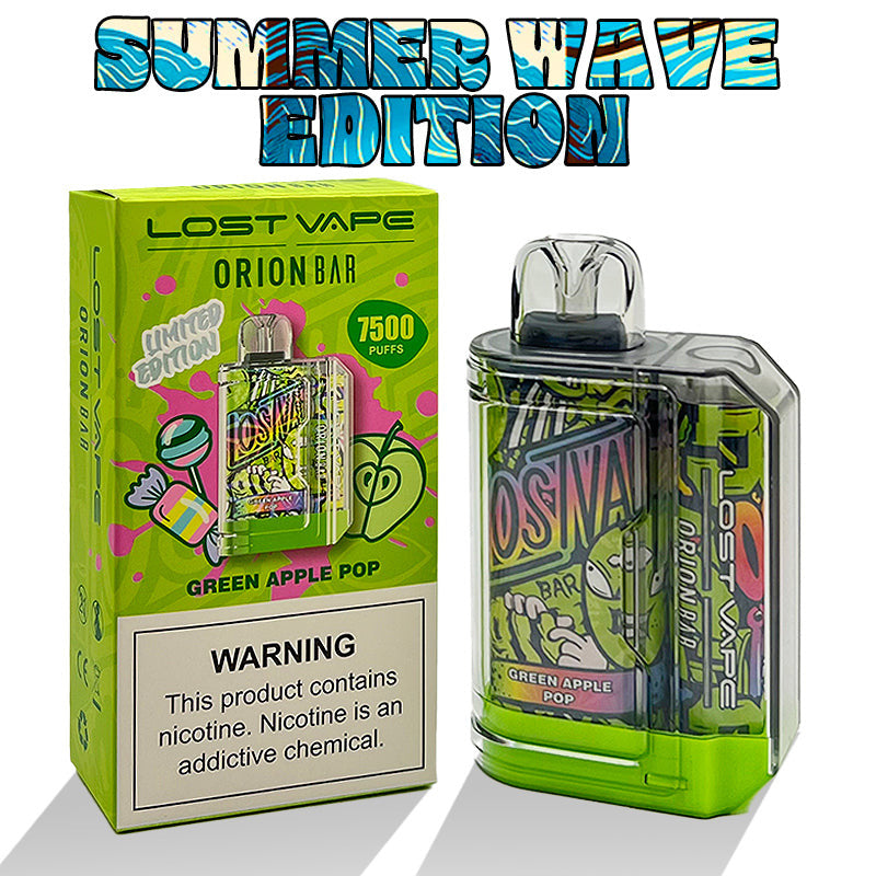 Orion Bar Disposable | 7500 Puff | 18mL | 50mg | Green Apple Pop with packaging