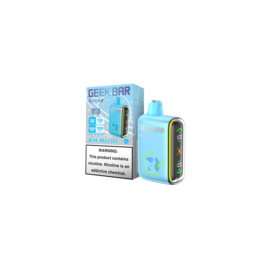 Geek Bar Pulse Disposable | 15000 Puffs | 16mL | 50mg | Blue Razz Ice with Packaging