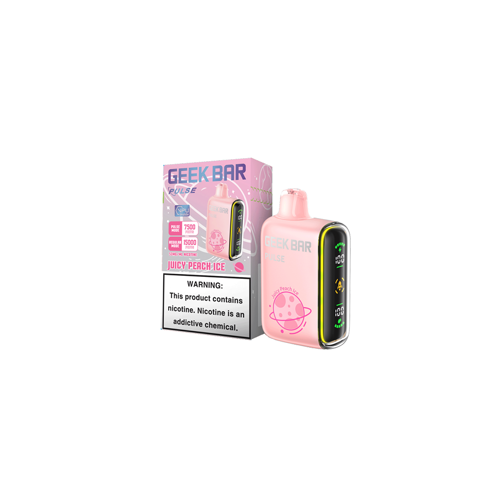 Geek Bar Pulse Disposable | 15000 Puffs | 16mL | 50mg | Juicy Peach Ice with Packaging