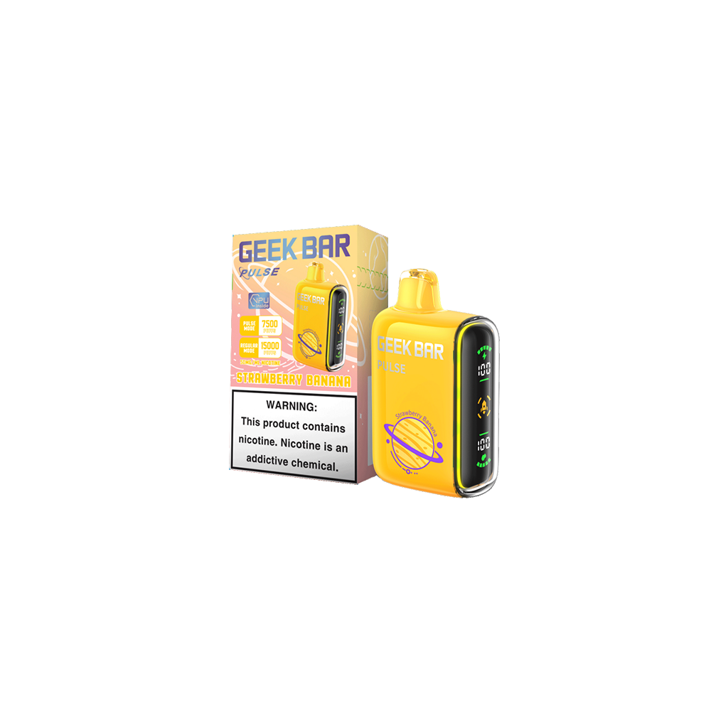 Geek Bar Pulse Disposable | 15000 Puffs | 16mL | 50mg | Strawberry Banana with Packaging