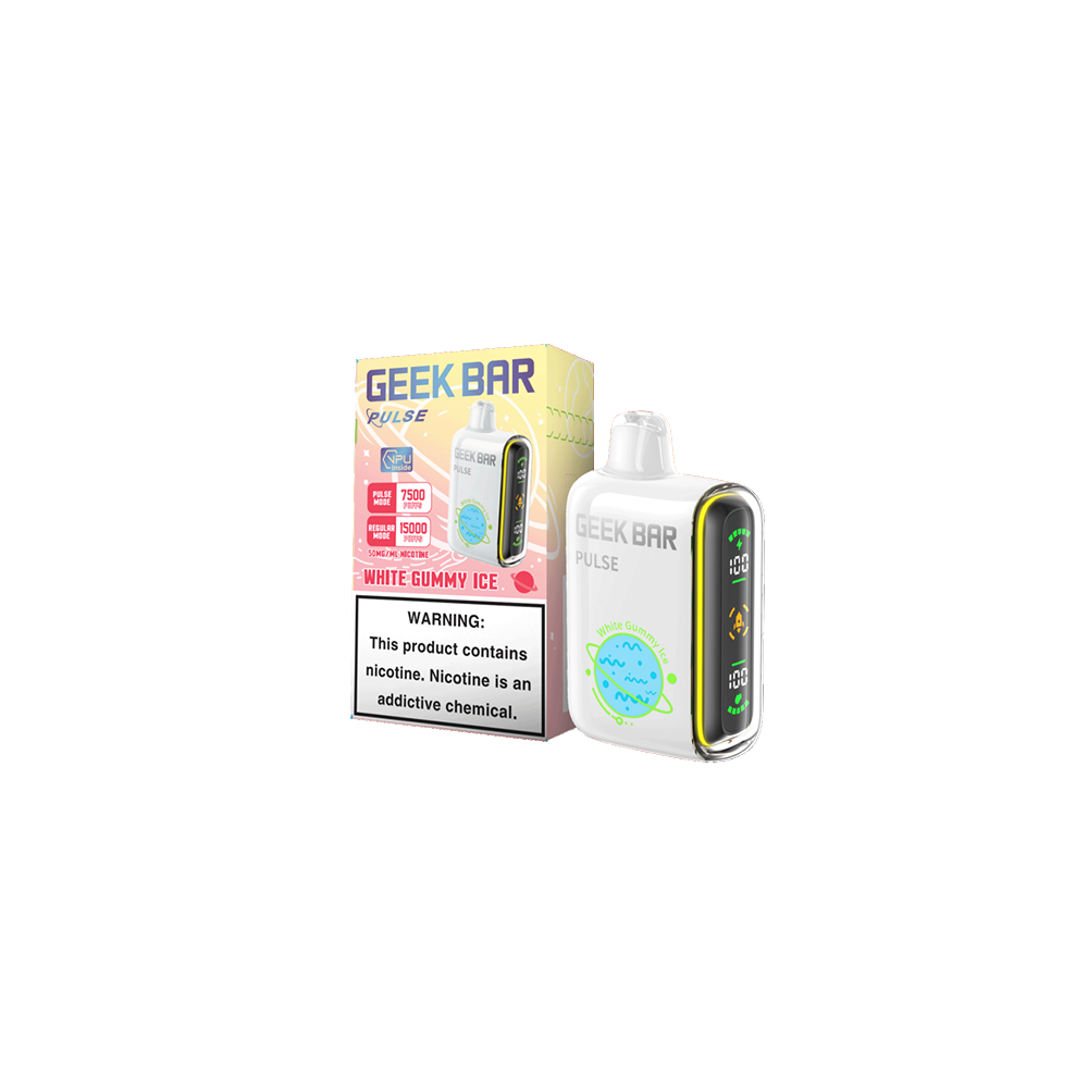 Geek Bar Pulse Disposable | 15000 Puffs | 16mL | 50mg | White Gummy Ice with Packaging