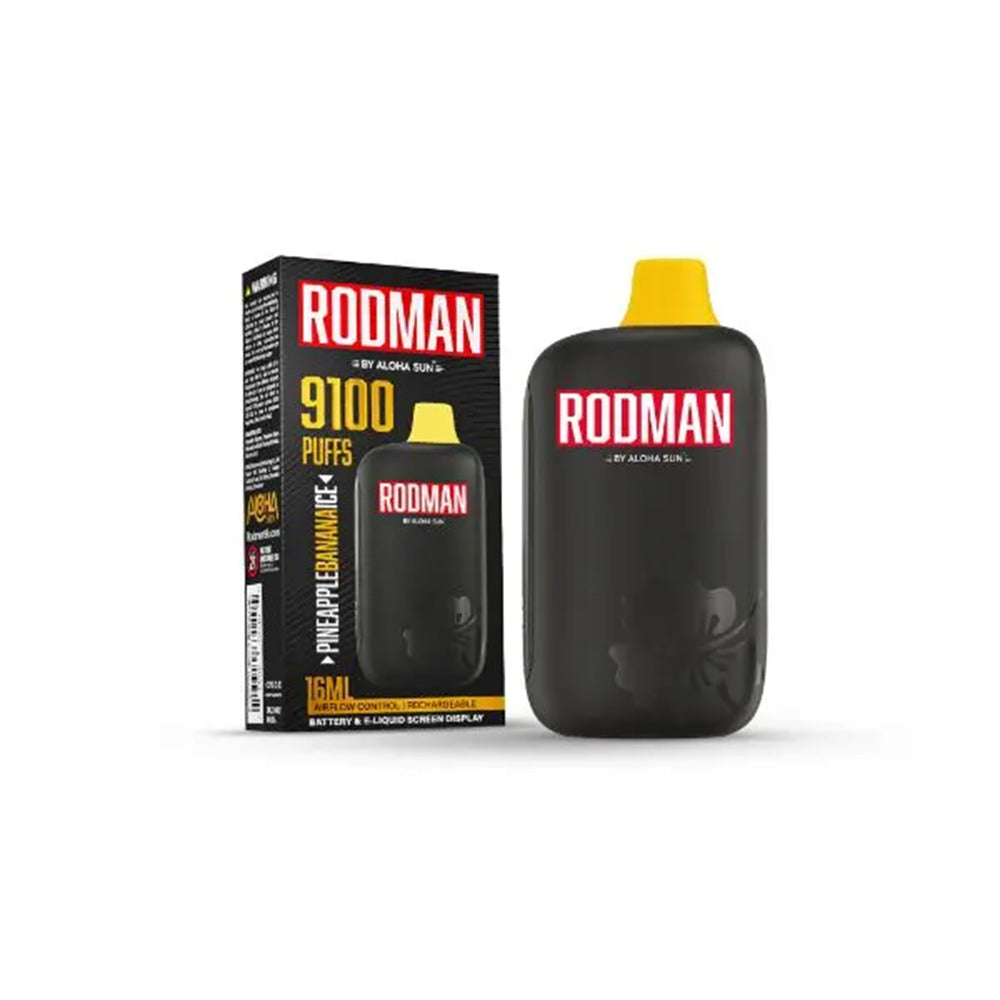 Aloha Sun Rodman Disposable | 9100 Puffs | 16mL | 50mg | Pineapple Banana Ice with packaging