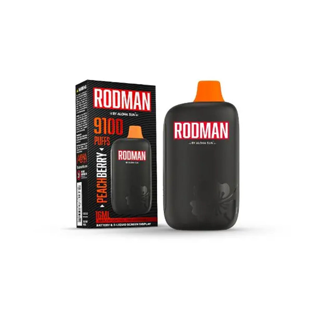 Aloha Sun Rodman Disposable | 9100 Puffs | 16mL | 50mg | Peach Berry with packaging