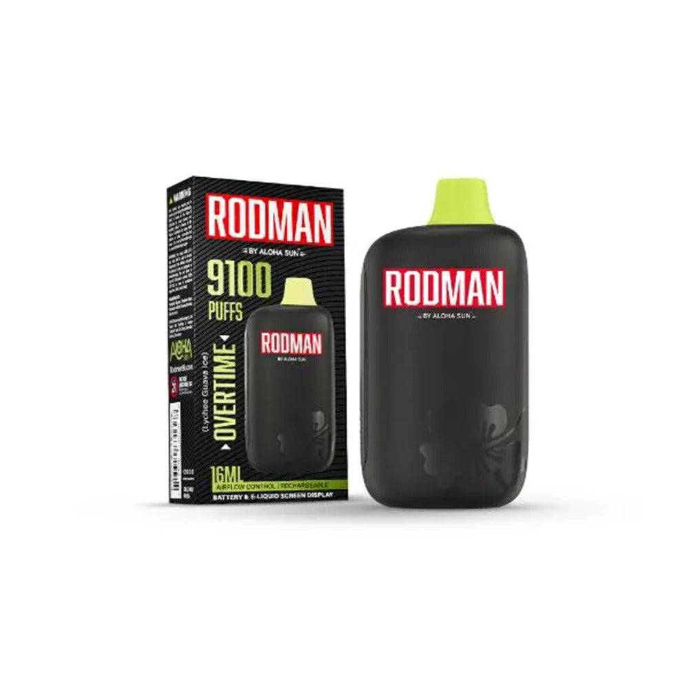 Aloha Sun Rodman Disposable | 9100 Puffs | 16mL | 50mg | Overtime (Lychee Guava Ice) with packaging