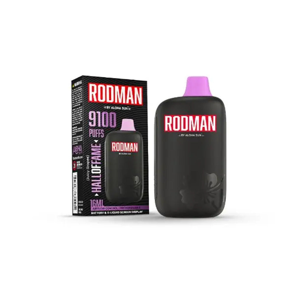 Aloha Sun Rodman Disposable | 9100 Puffs | 16mL | 50mg | Hall of Fame(Juicy Grape) with packaging