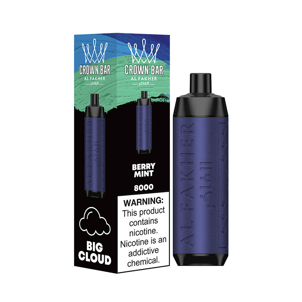 Crown Bar AF8000 Disposable | 8000 Puffs | 18mL | 50mg | Berry Mint with packaging