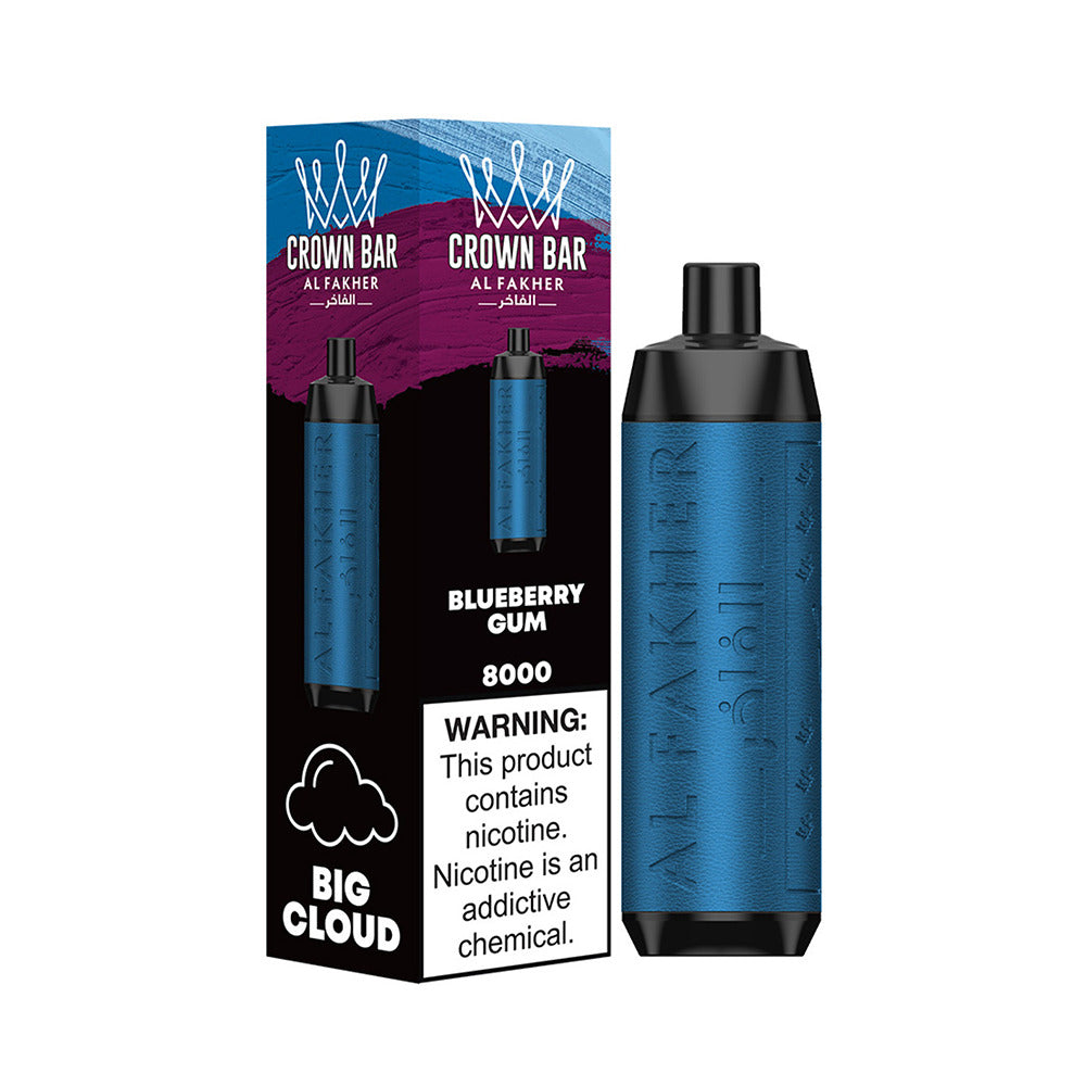 Crown Bar AF8000 Disposable | 8000 Puffs | 18mL | 50mg | Blueberry Gum with packaging
