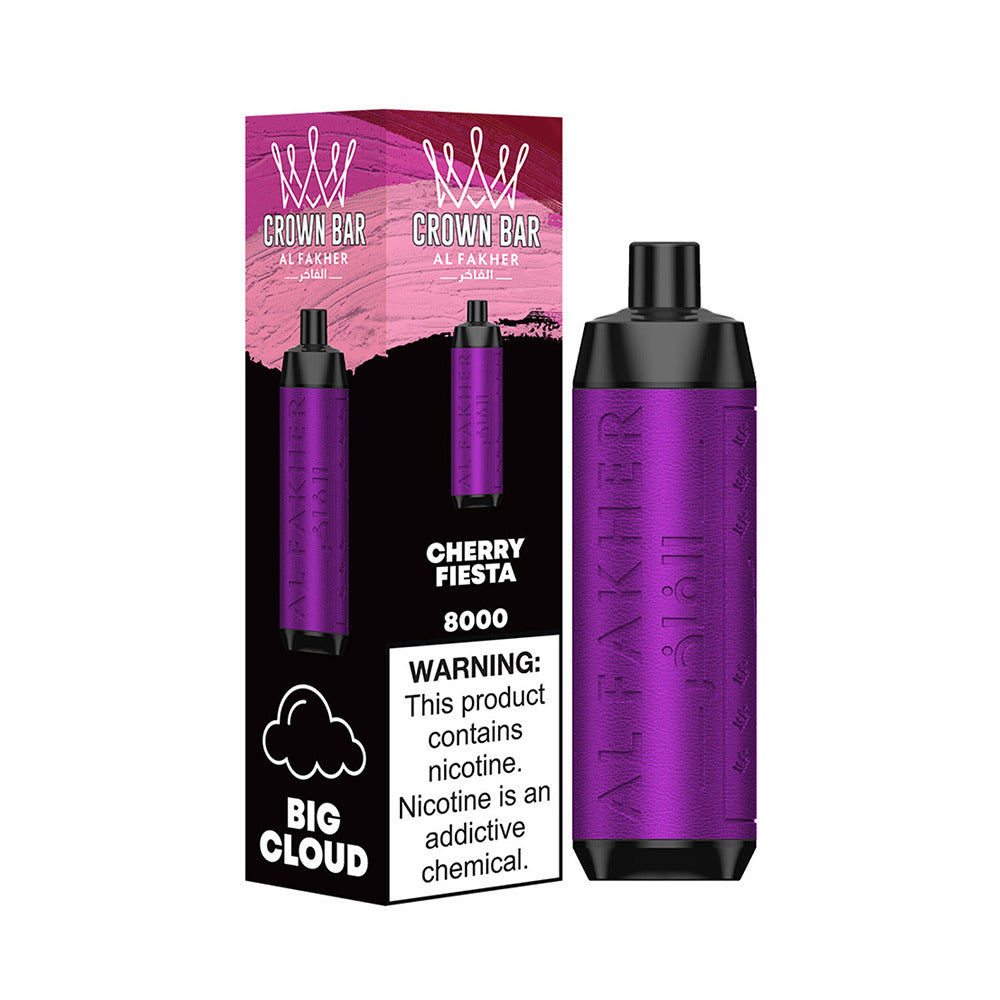 Crown Bar AF8000 Disposable | 8000 Puffs | 18mL | 50mg | Cherry Fiesta with packaging