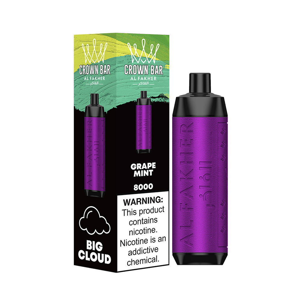 Crown Bar AF8000 Disposable | 8000 Puffs | 18mL | 50mg | Grape Mint with packaging