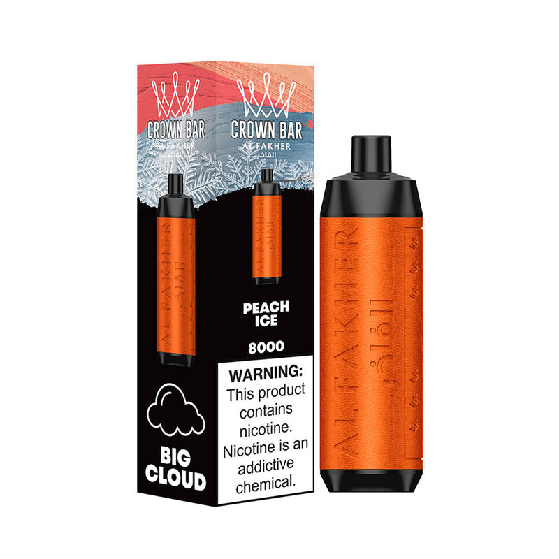 Crown Bar AF8000 Disposable | 8000 Puffs | 18mL | 50mg | Peach Ice with packaging