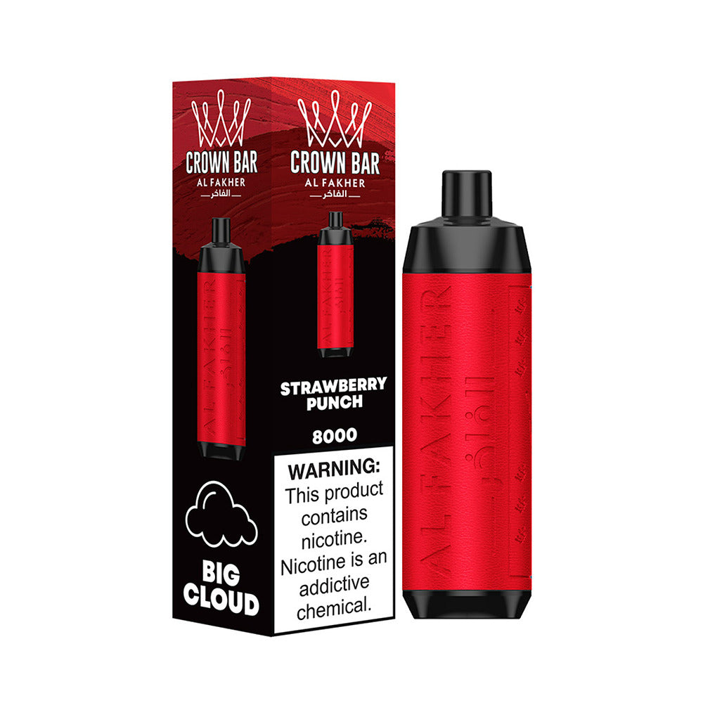 Crown Bar AF8000 Disposable | 8000 Puffs | 18mL | 50mg | Strawberry Punch with packaging