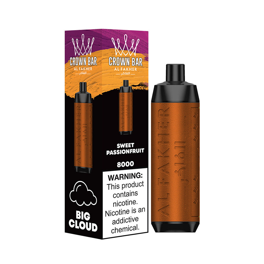 Crown Bar AF8000 Disposable | 8000 Puffs | 18mL | 50mg | Sweet Paasionfruit with packaging