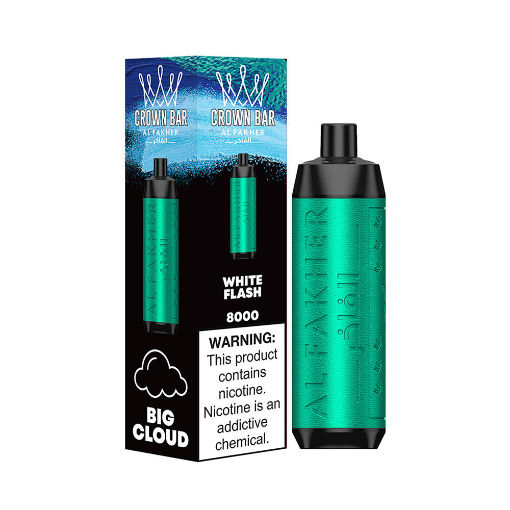 Crown Bar AF8000 Disposable | 8000 Puffs | 18mL | 50mg | White Flash with packaging
