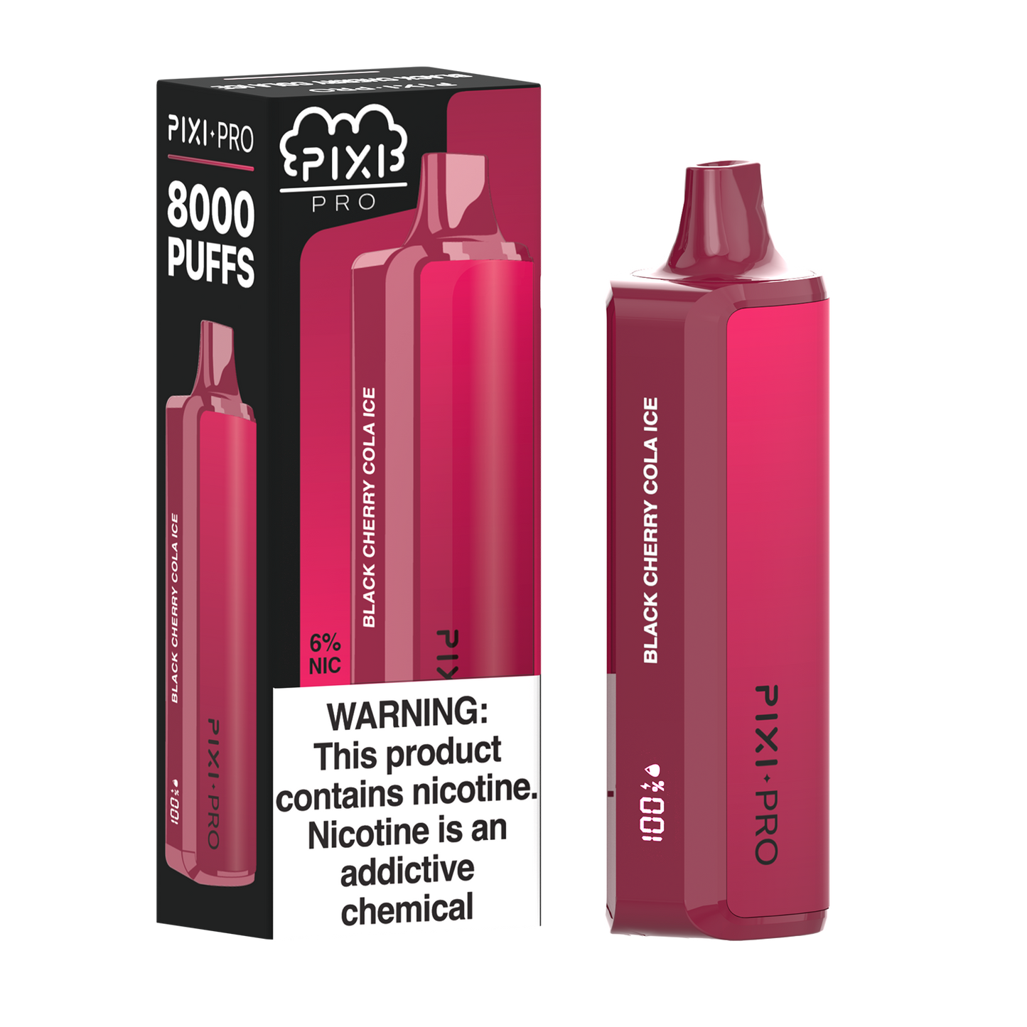 Puff Pixi Pro Disposable | 8000 puffs | 14mL | 60Mg | Black Cherry Cola Ice with packaging