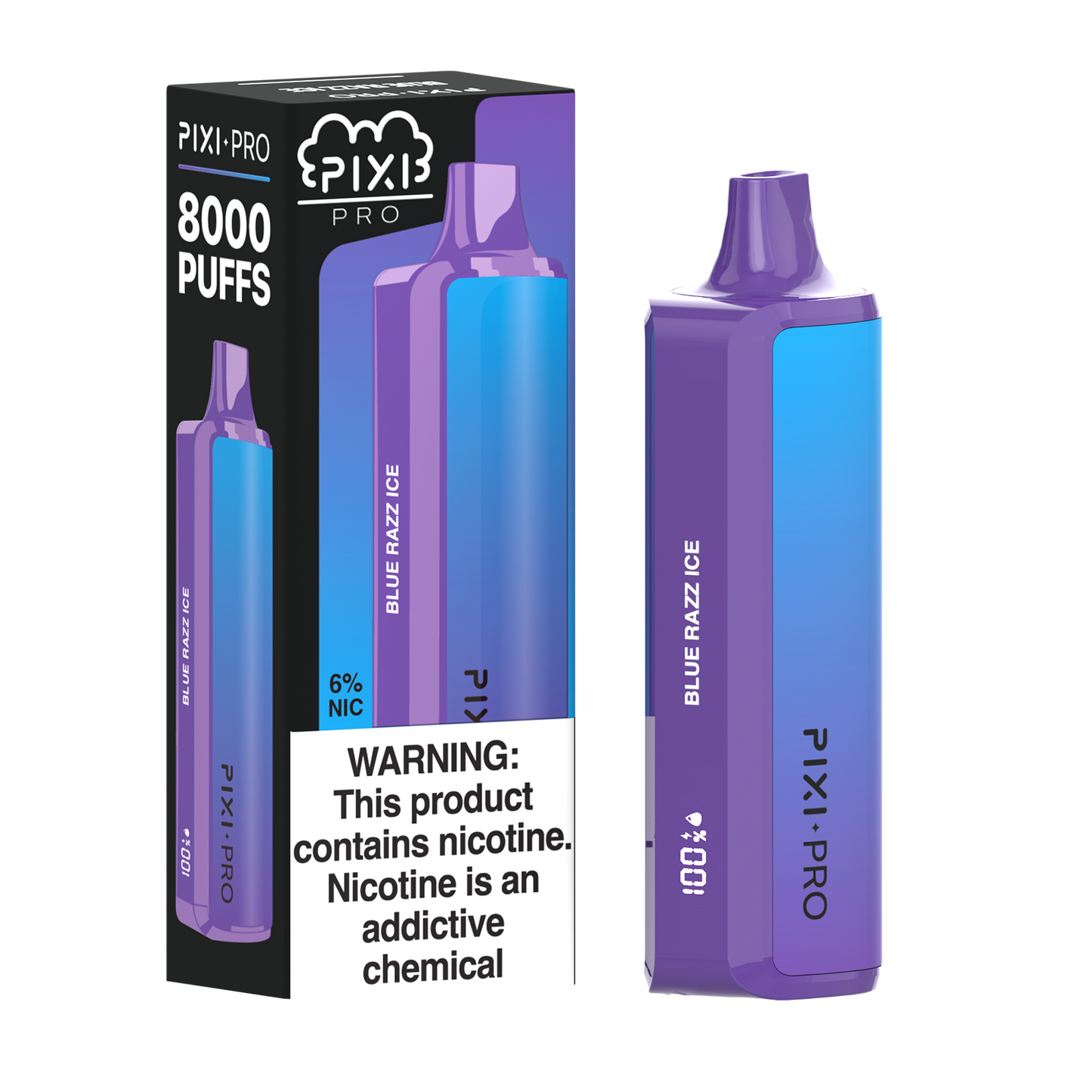 Puff Pixi Pro Disposable | 8000 puffs | 14mL | 60Mg | Blue Razz Ice with packaging