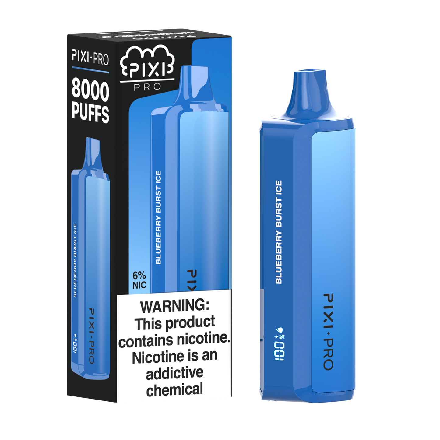 Puff Pixi Pro Disposable | 8000 puffs | 14mL | 60Mg | Blueberry Burst Ice with packaging