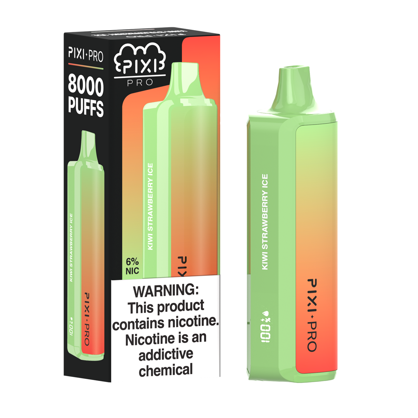 Puff Pixi Pro Disposable | 8000 puffs | 14mL | 60Mg | Kiwi Strawberry Ice with packaging