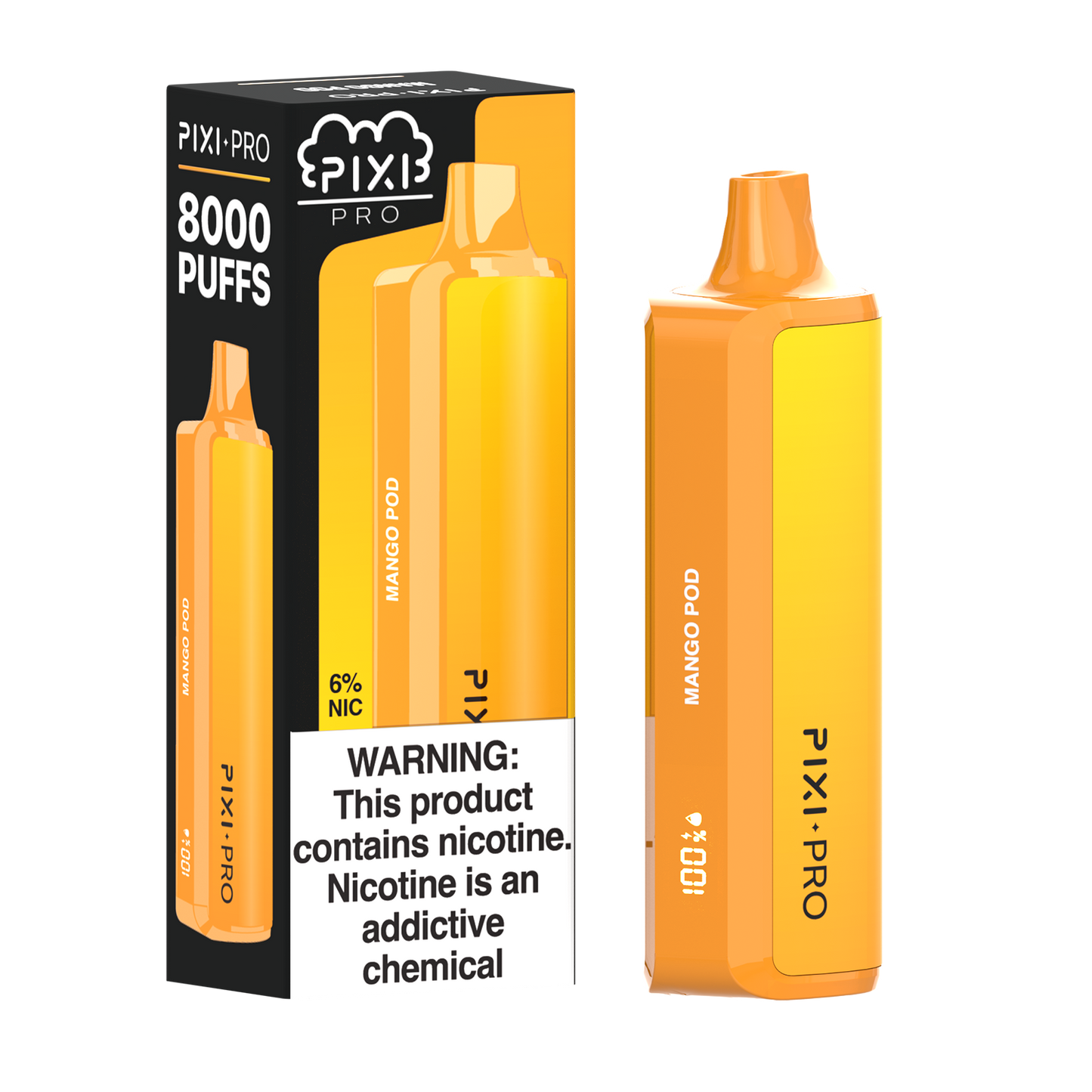 Puff Pixi Pro Disposable | 8000 puffs | 14mL | 60Mg | Mango Pod with packaging