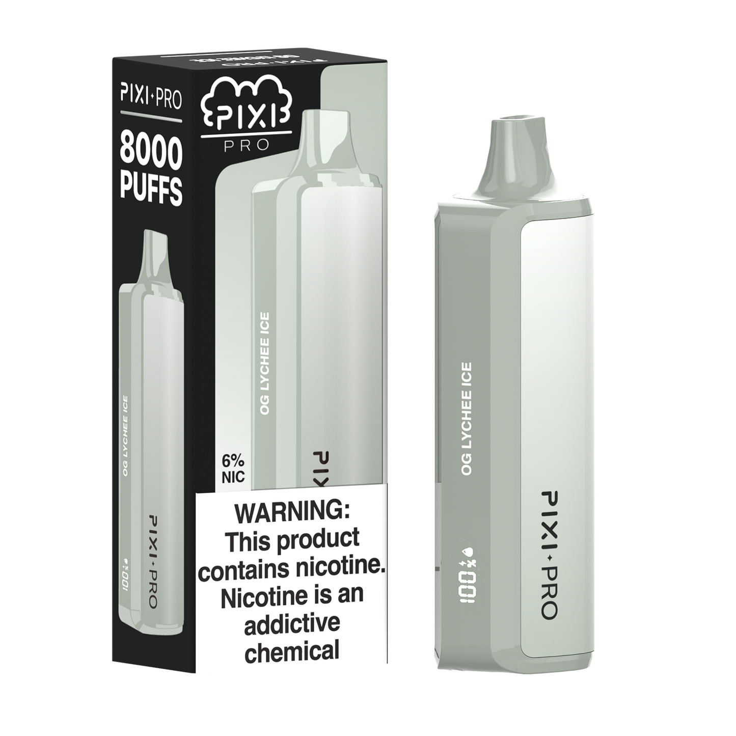 Puff Pixi Pro Disposable | 8000 puffs | 14mL | 60Mg | OG Lychee Ice with packaging