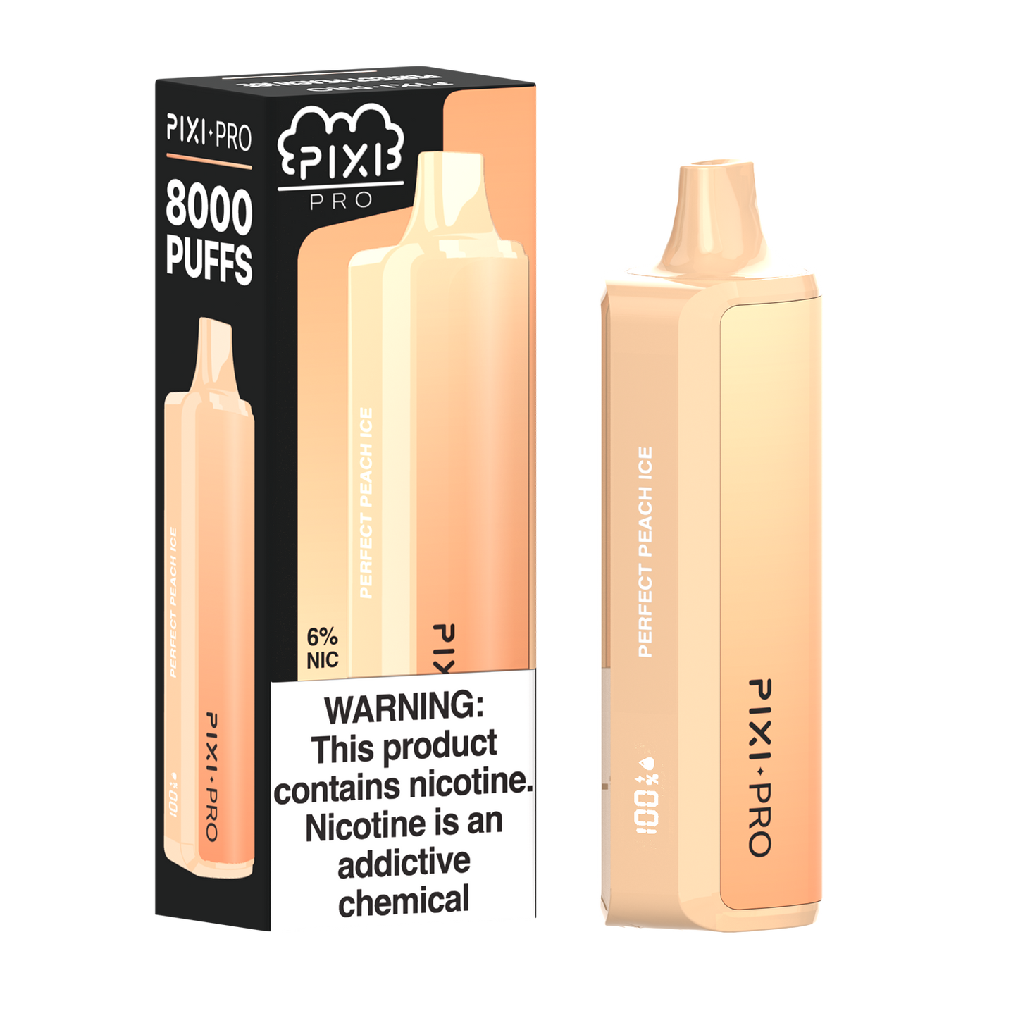 Puff Pixi Pro Disposable | 8000 puffs | 14mL | 60Mg | Perfect Peach Ice with packaging