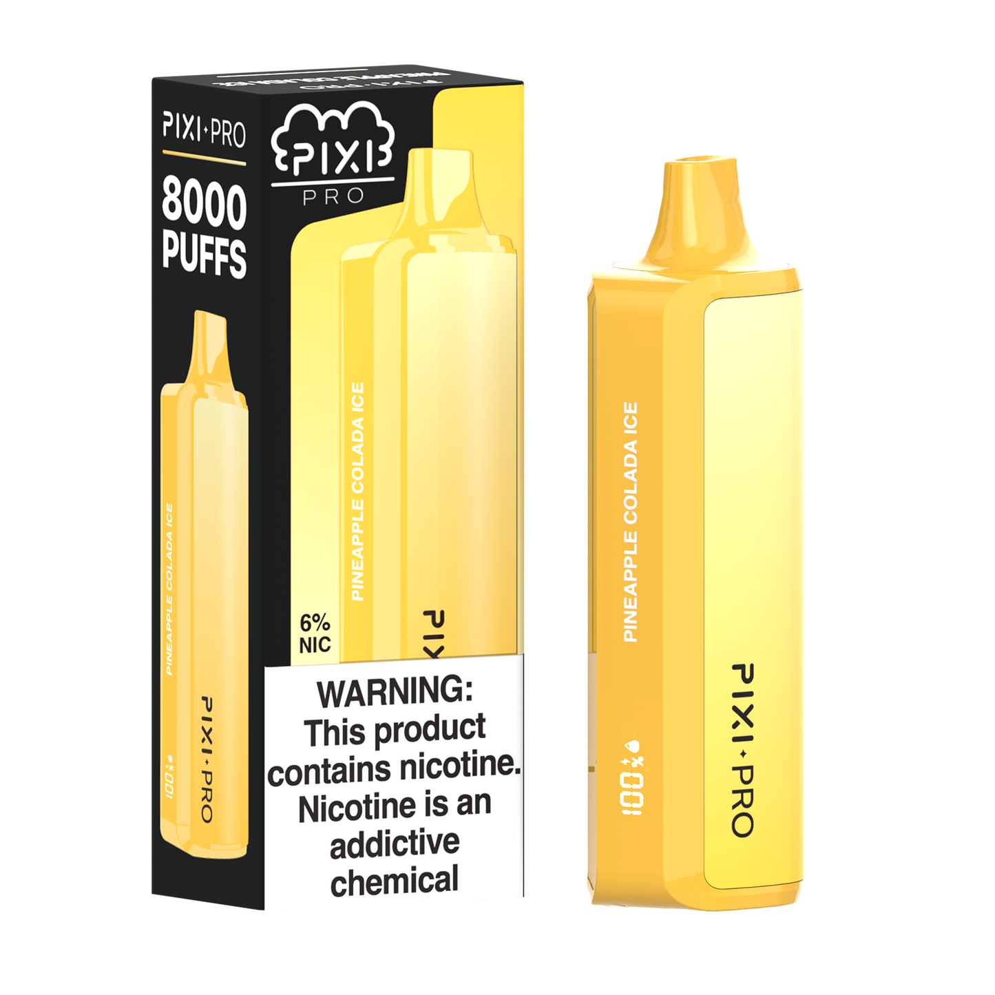 Puff Pixi Pro Disposable | 8000 puffs | 14mL | 60Mg | Pineapple Colada Ice with packaging