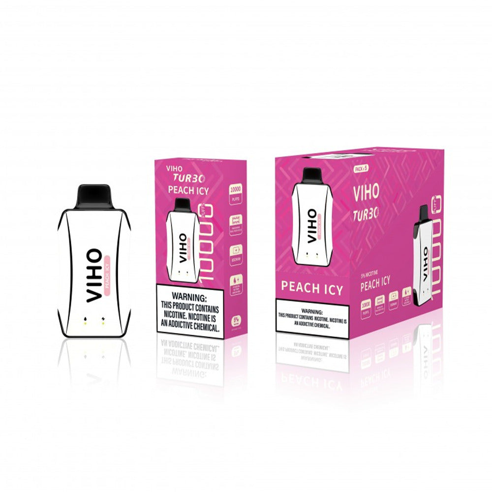 Viho Turbo Disposable | 10000 Puffs | 17mL | 50mg | Peach Icy with packaging