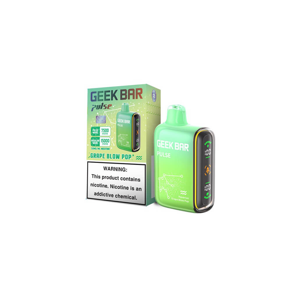 Geek Bar Pulse Disposable | 15000 Puffs | 16mL | 50mg | Grape Blow Pop with Packaging