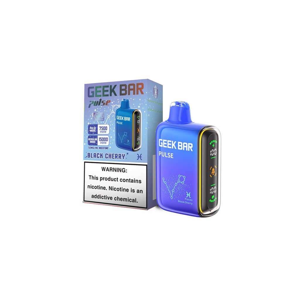 Geek Bar Pulse Disposable | 15000 Puffs | 16mL | 50mg | Black Cherry with packaging