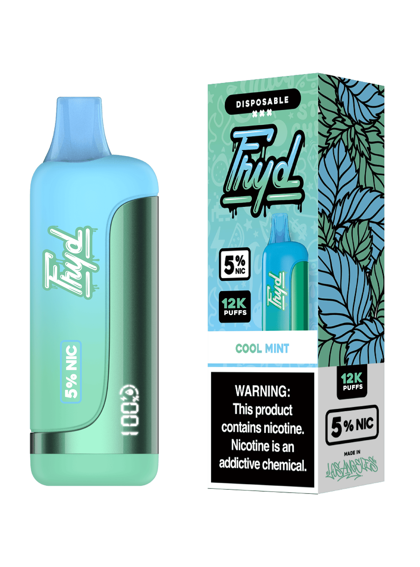 FRYD Disposable | 12000 Puffs | 17mL | 50mg | Cool Mint with packaging
