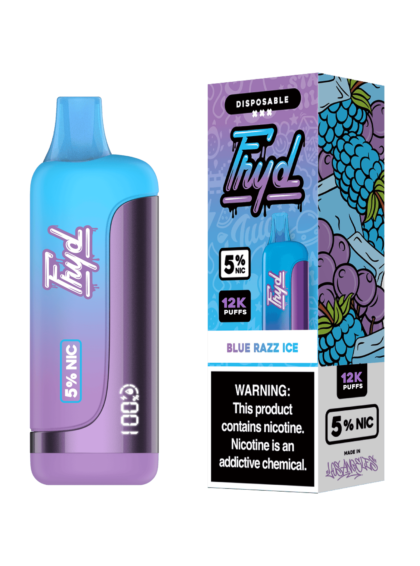 FRYD Disposable | 12000 Puffs | 17mL | 50mg | Blue Razz Ice with packaging