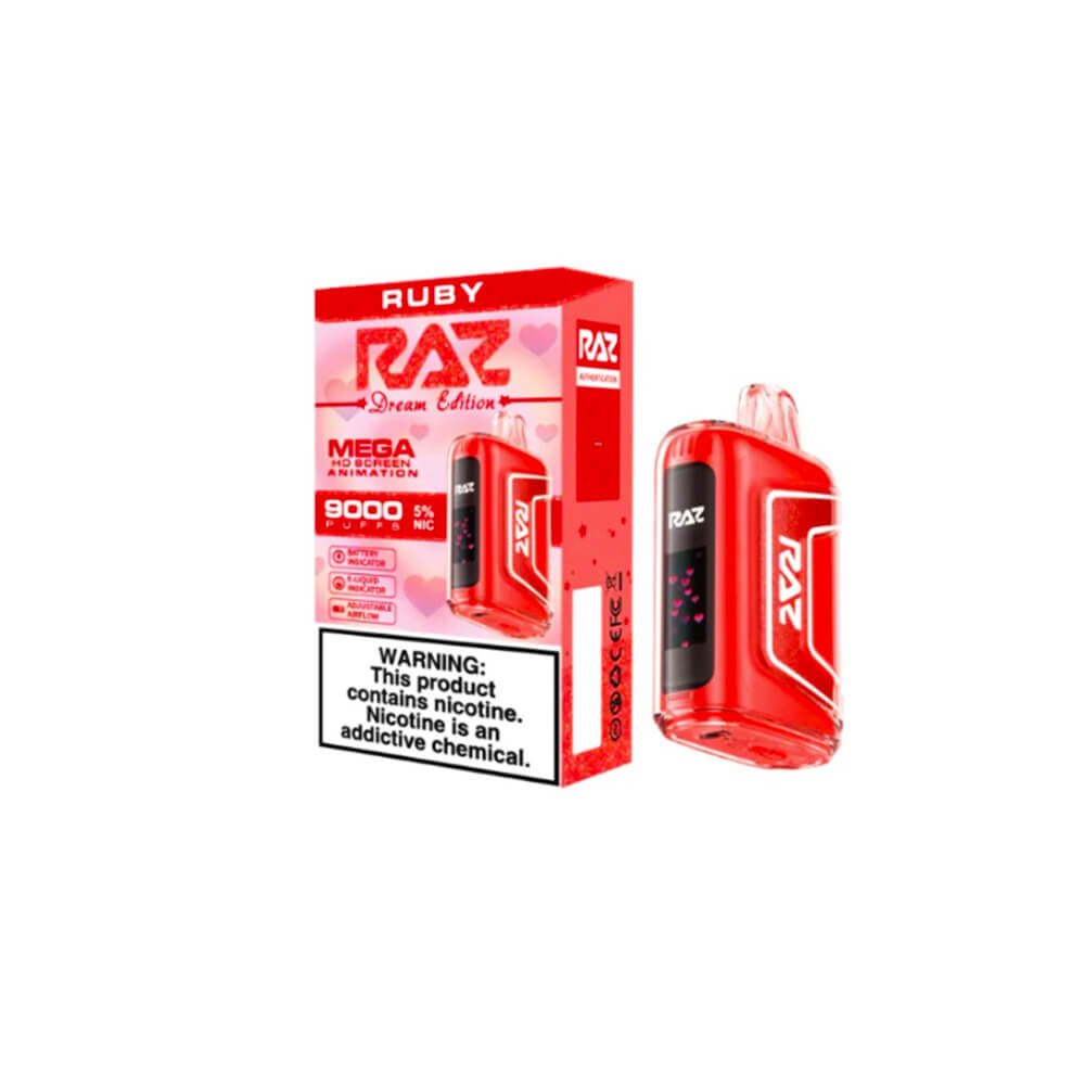 RAZ TN9000 Disposable | 9000 Puffs | 12mL | 50mg | Ruby (Cherry Strawberry Raspberry) with packaging