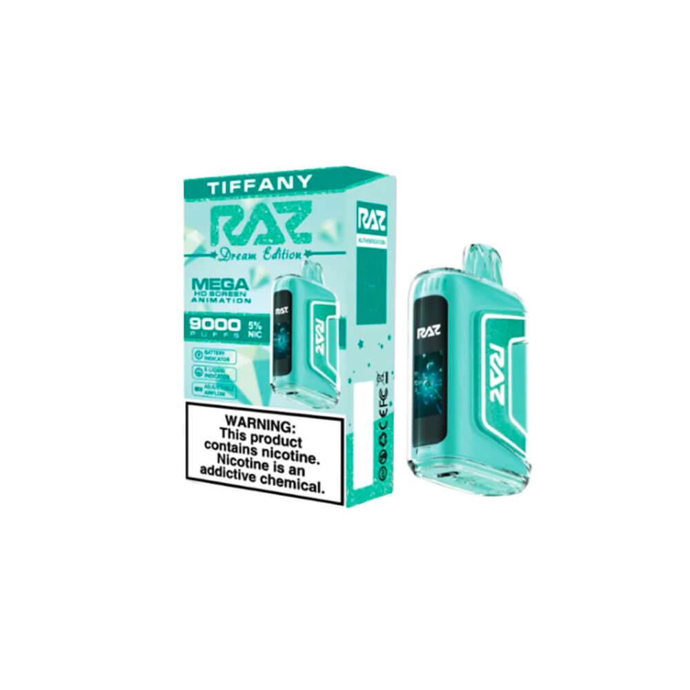 RAZ TN9000 Disposable | 9000 Puffs | 12mL | 50mg | Tiffany (Kiwi Watermelon) with packaging