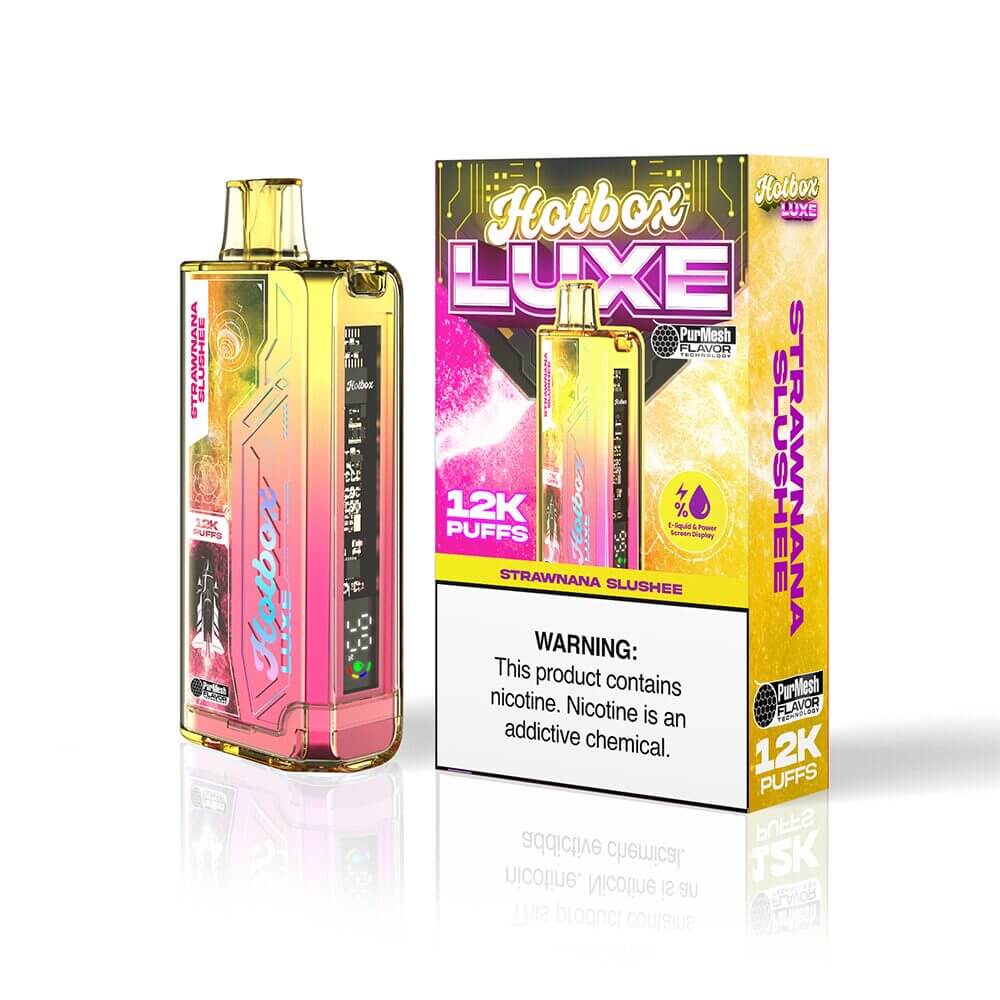 Puff HotBox Luxe Disposable | 12000 puffs | 20mL | 50mg | Strawnana Slushee with packaging