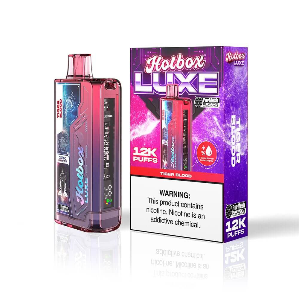 Puff HotBox Luxe Disposable | 12000 puffs | 20mL | 50mg | Tiger Blood with packaging