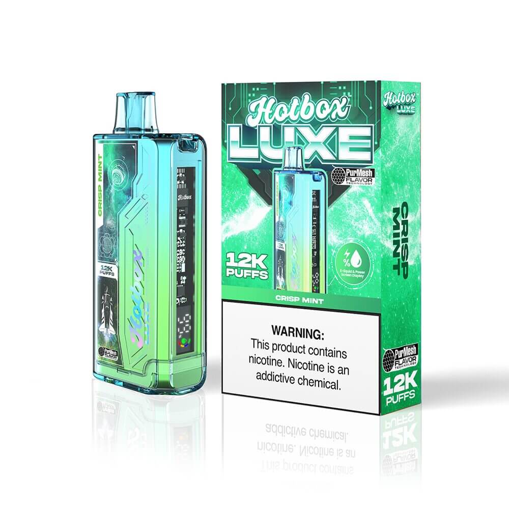 Puff HotBox Luxe Disposable | 12000 puffs | 20mL | 50mg | Crisp Mint with packaging