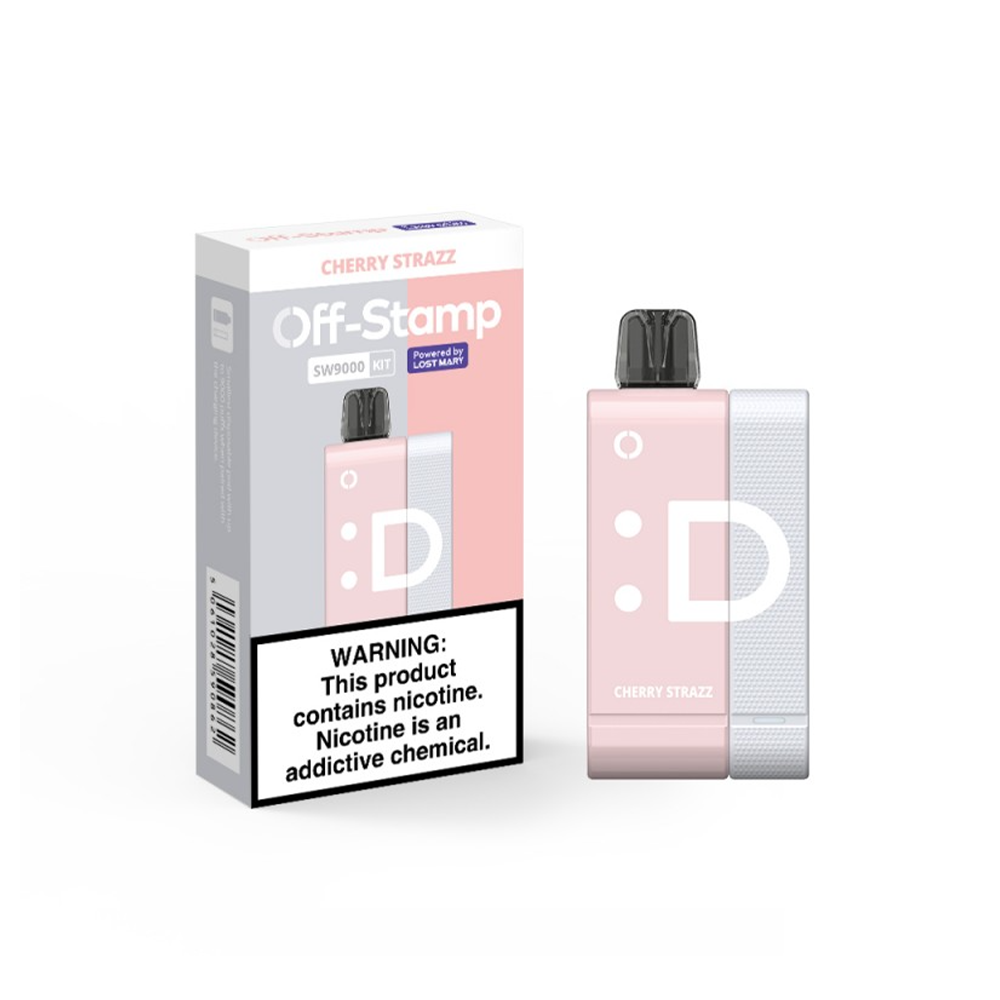 Off Stamp Disposable Kit | 9000 Puffs | 13mL | 50mg | (Disposable + Power Dock) | Cherry Strazz with packaging
