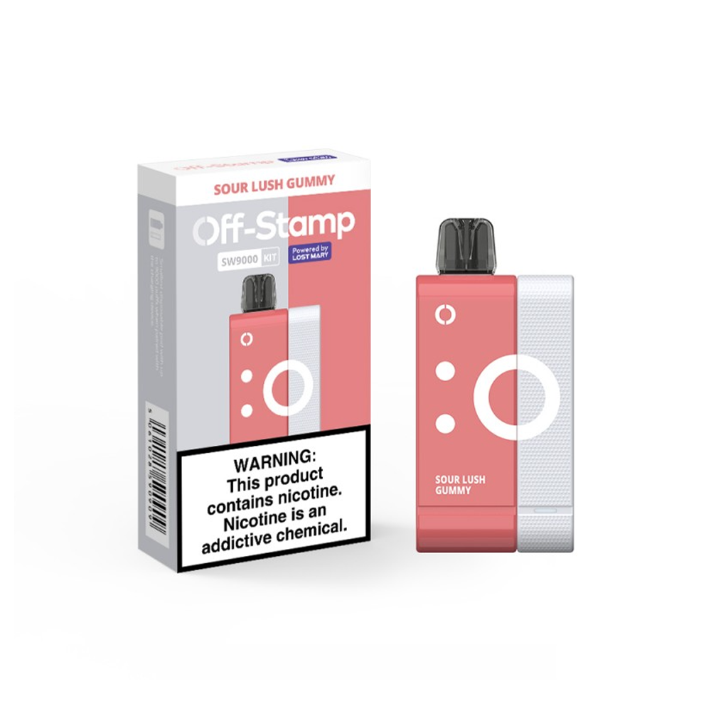 Off Stamp Disposable Kit | 9000 Puffs | 13mL | 50mg | (Disposable + Power Dock) | Sour Lush Gummy with packaging