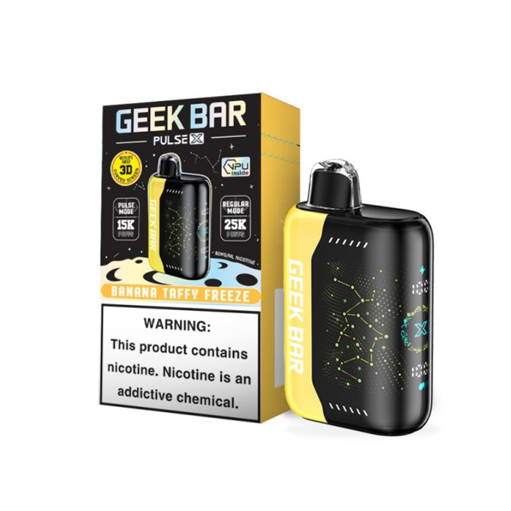 Geek Bar Pulse X Disposable | 25000 Puffs | 18mL | 50mg | Banana Taffy Freeze with packaging