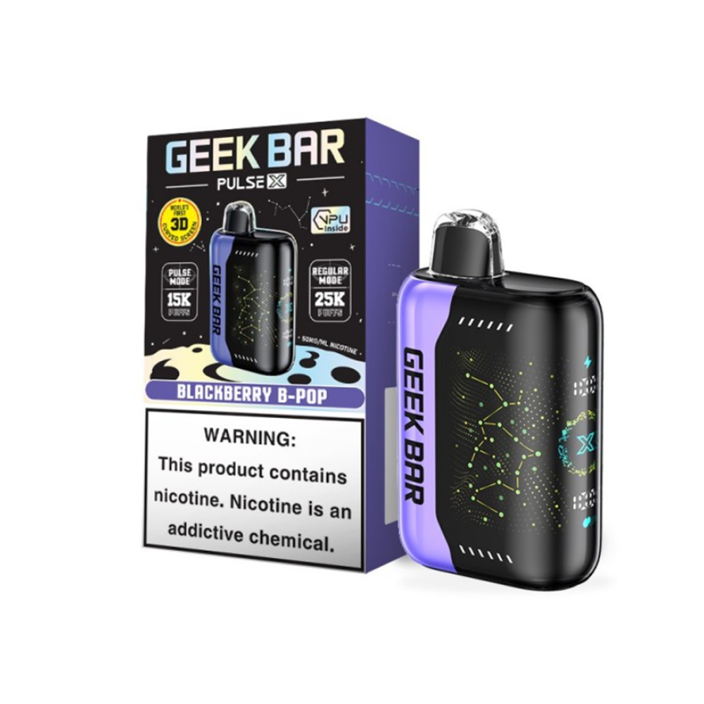 Geek Bar Pulse X Disposable | 25000 Puffs | 18mL | 50mg | Blackberry B-Pop with packaging