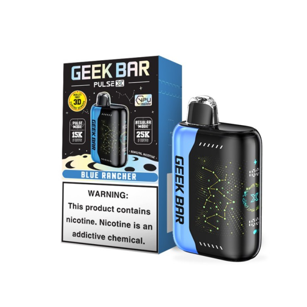 Geek Bar Pulse X Disposable | 25000 Puffs | 18mL | 50mg | Blue Rancher with packaging