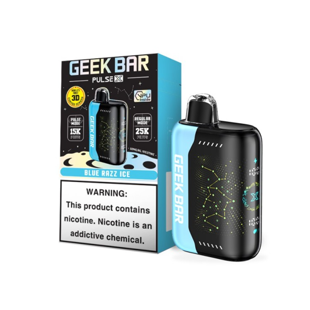 Geek Bar Pulse X Disposable | 25000 Puffs | 18mL | 50mg | Blue Razz Ice with packaging