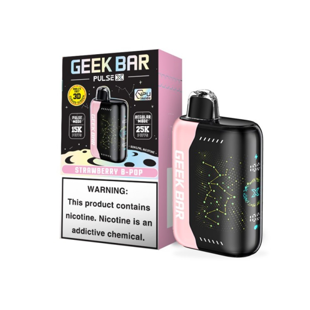 Geek Bar Pulse X Disposable | 25000 Puffs | 18mL | 50mg | Strawberry B-Pop with packaging