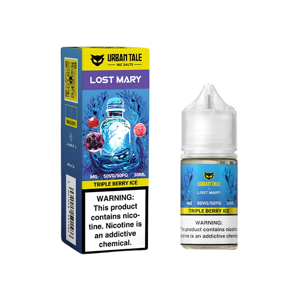 Triple Berry Ice by Urban Tale Lost Mary Salts 30mL (Salt Nic) bottle with packaging