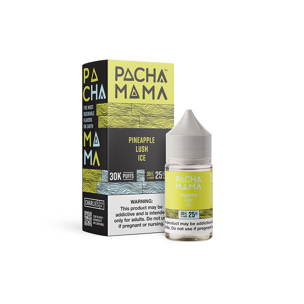 Pachamama SALTS E-Liquid - Pineapple Lush Ice, 30mL with packaging