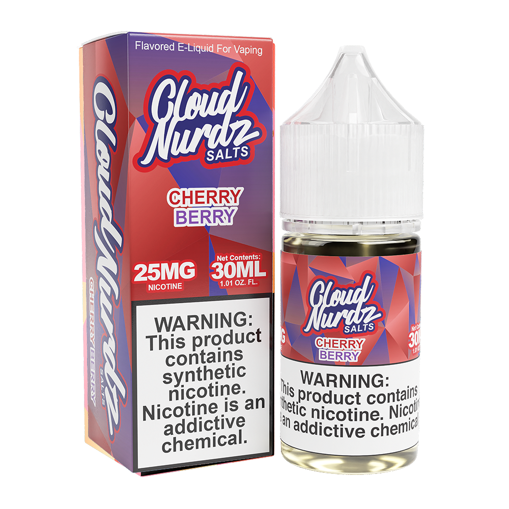 Cherry Berry by Cloud Nurdz Salt Series E-Liquid 30mL (Salt Nic) Cherry Berry with packaging