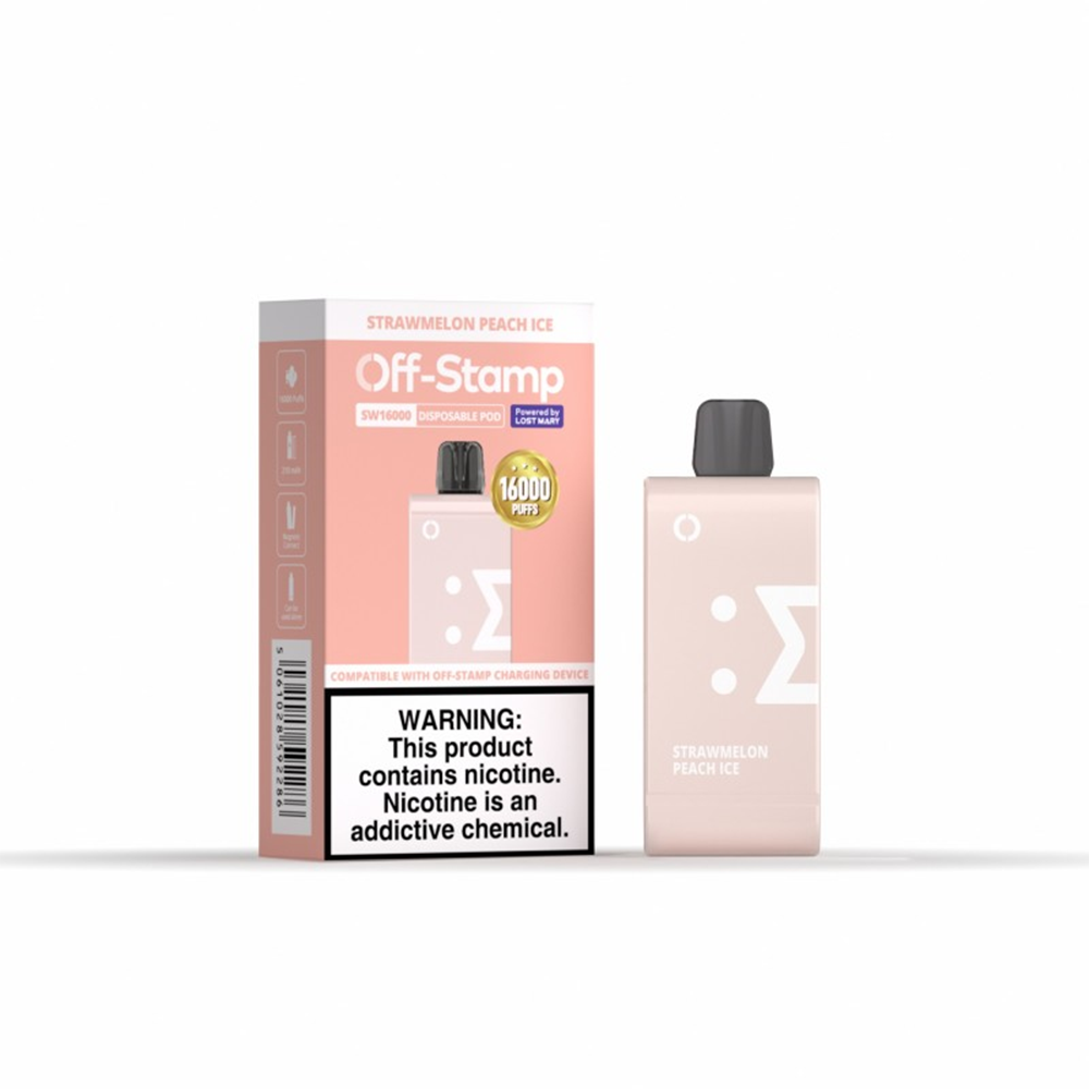 Off Stamp SW16000 Disposable | 16000 Puffs | 17mL | 50mg | (Pod Disposable Only) | Strawmelon Peach Ice with packaging