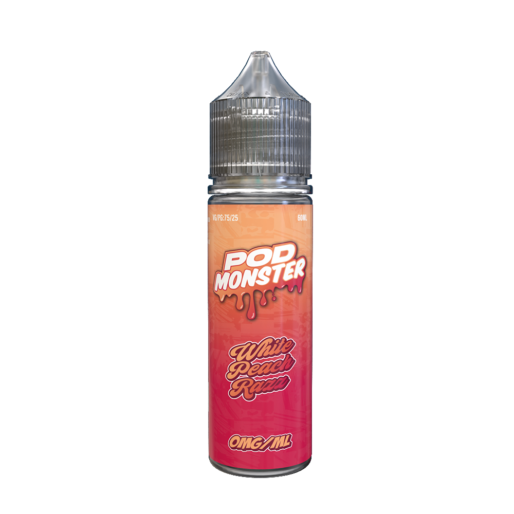 Pod Monster Series E-Liquid 60mL (Freebase) | White Peach Razz