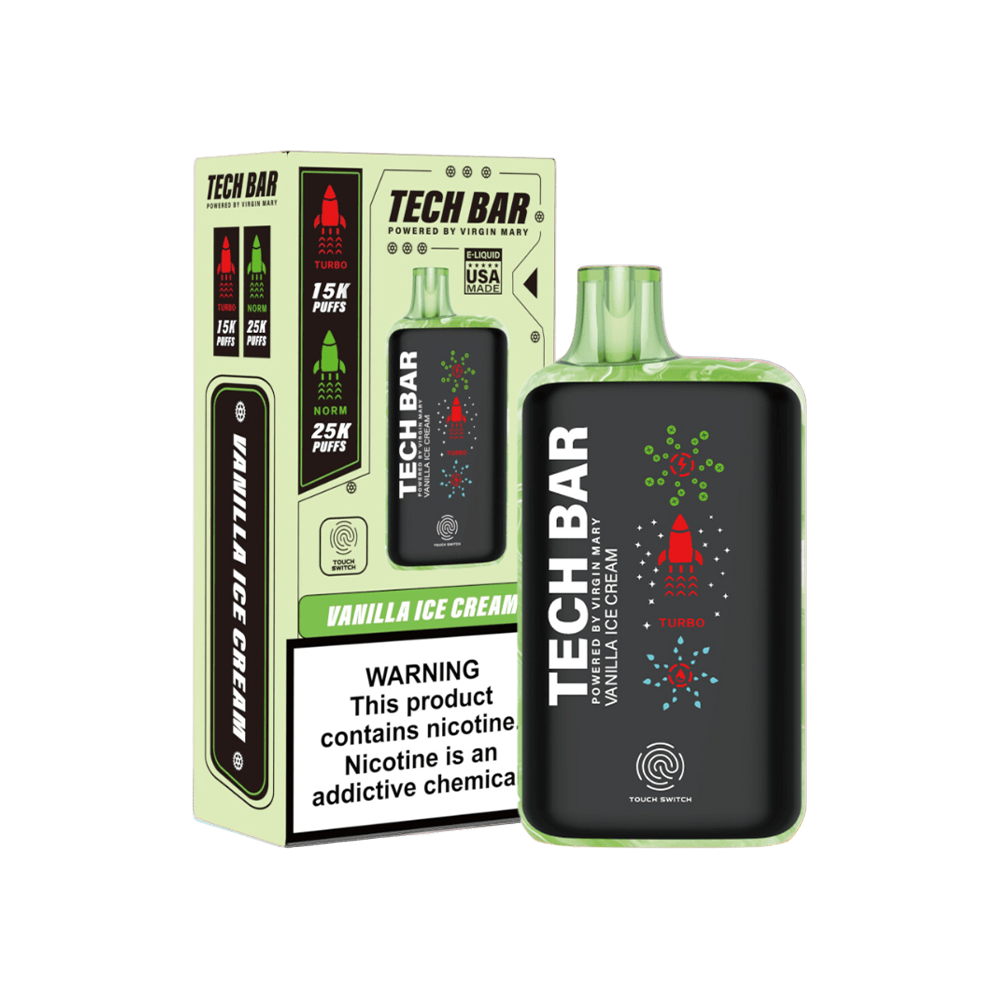 Tech Bar Disposable 25000 Puffs 25mL 50mg | Vanilla Ice Cream with Packaging