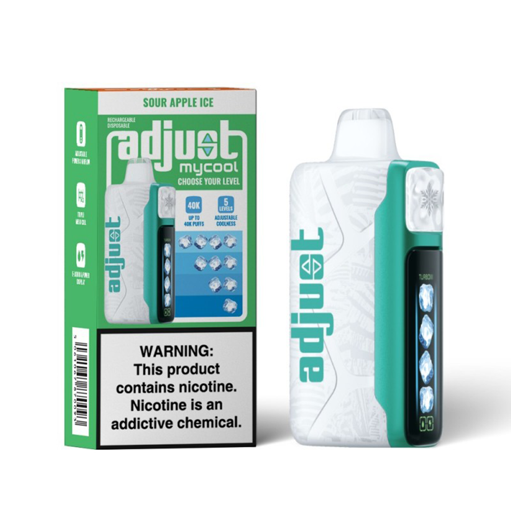 Adjust MyCool Disposable | 40000 Puff | 20mL | 50mg | Sour Apple Ice with packaging